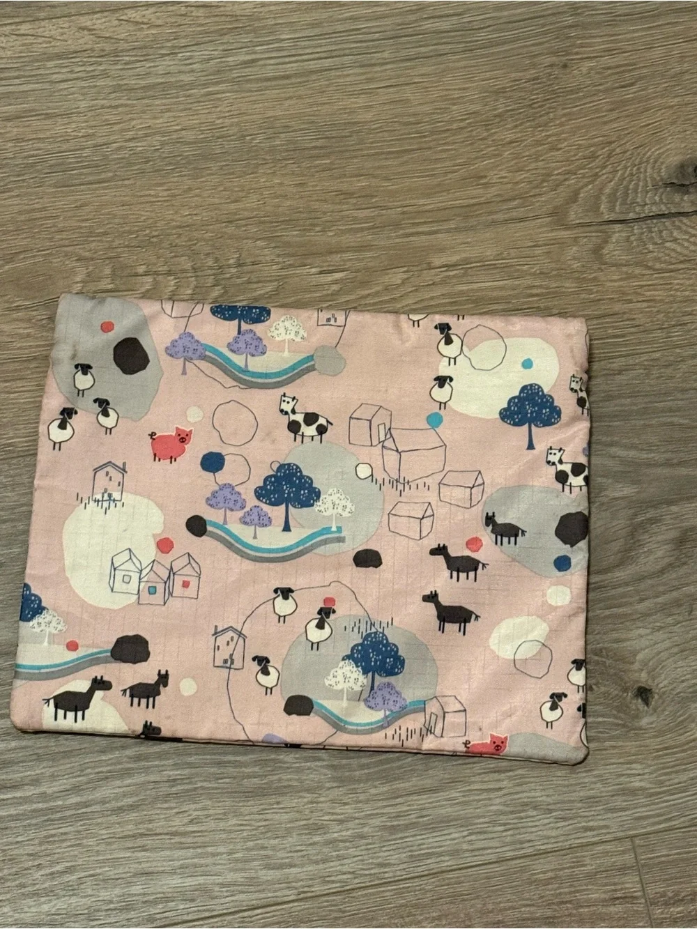 LeSportsac Pink Farm Animal Print Zipper Pouch Cosmetic Bag